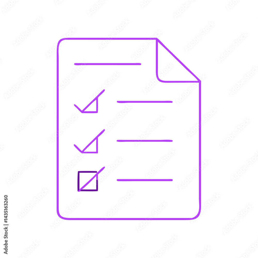 Poster checklist icon representing completed tasks in minimalistic style