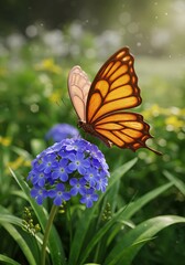 Naklejka premium Amber Wings, Spring's Embrace AI Generated