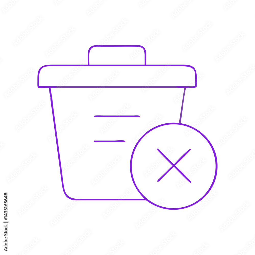 Aufkleber icon of trash can with delete symbol in minimalistic design