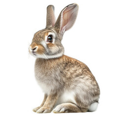 Fototapeta premium realistic illustration of a rabbit. showcasing its detailed fur and expressive eyes. highlighting its natural beauty and charm the rabbit is depicted in a sitting position against a plain white backgr