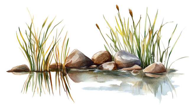 Watercolour Reeds Watercolor+Reeds-Bilder: Stock-Fotos & -Videos. | Adobe Stock