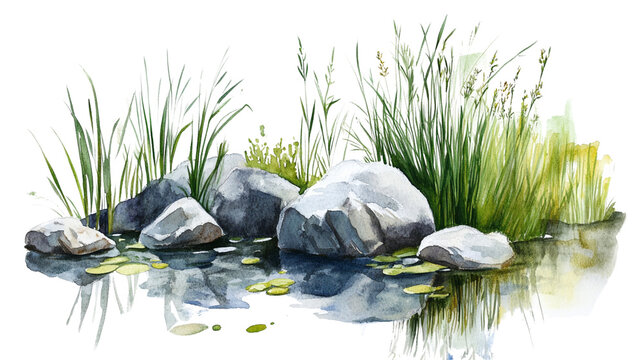 Watercolour Reeds Watercolor+Reeds-Bilder: Stock-Fotos & -Videos. | Adobe Stock