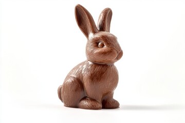 Obraz premium Chocolate bunny sculpture on white background