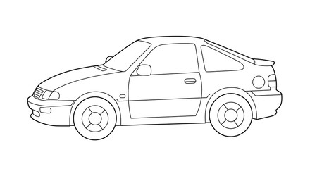 Naklejka premium Car Sport Outlined colouring page black and white for kids with white background
