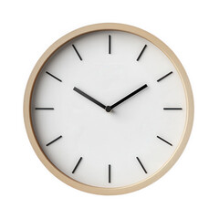 a minimalist wall clock featuring a round wooden frame with a white face and black hour and minute hands the design emphasizes simplicity and functionality. making it suitable for various interior set