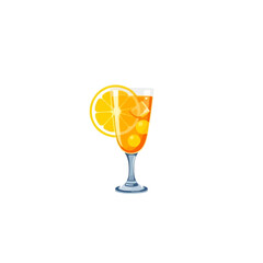Orange juice cocktail drink recipe with slice and ice cubes in glass for summer party refreshing drink