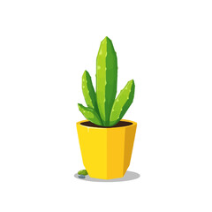 Illustration of green cactus plant in yellow pot for indoor decor and home gardening ideas and plant care tips