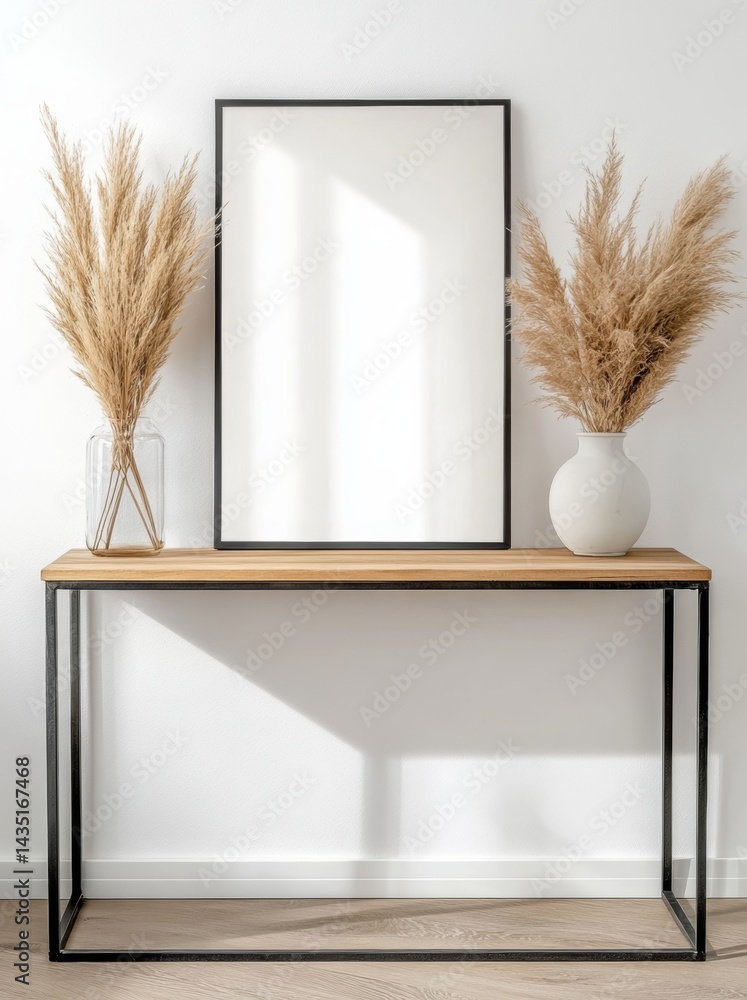Poster the background of a hipster interior is shown with a mock-up poster, created using 3d rendering and 