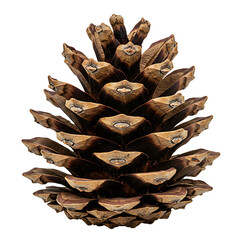Detailed pine cone rich brown and tan tones intricate textures isolated on on transparent background