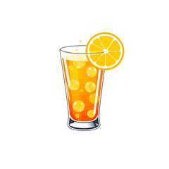 Fresh orange juice glass illustration summer drink citrus fruit beverage healthy vitamin c refreshment icon