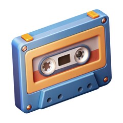 Obraz premium Retro audio cassette tape illustration on white background
