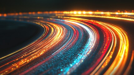 Night City Lights Trails Curve.