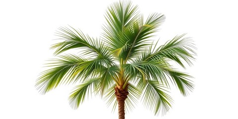 Single palm tree, isolated on pure white background, graphic, isolated