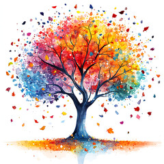 Fototapeta premium Rainbow Tree Watercolor.