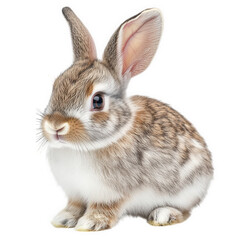 Fototapeta premium cute. fluffy rabbit with soft fur and large ears. sitting in a relaxed pose against a plain white background the rabbit's expressive eyes and gentle demeanor make it an appealing subject. often associ