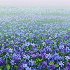 Obraz premium Misty Meadow of Violets AI Generated