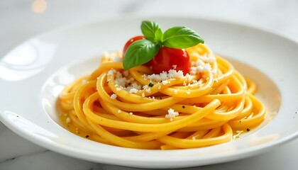 Delicious Buttery Pasta Dish with Cherry Tomatoes and Basil