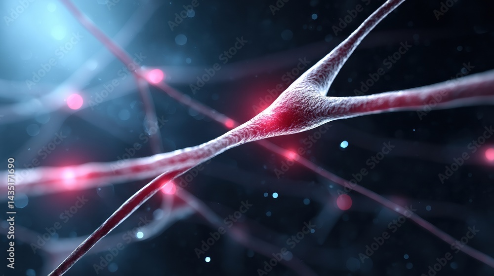 Aufkleber a close-up visualization of a neuron, featuring intricate details and glowing connections, represent
