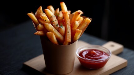 Delicious junk food photography burger fries and cupcake on pastel background in soft light food styling
