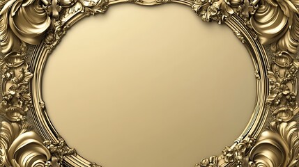Golden Oval Frame with Baroque Design.