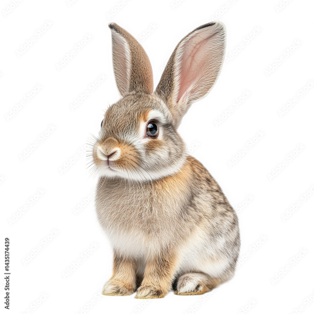 Poster cute. fluffy rabbit sitting upright. showcasing its large ears. expressive eyes. and soft fur the ra