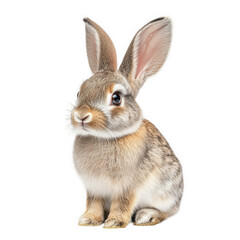 Obraz premium cute. fluffy rabbit sitting upright. showcasing its large ears. expressive eyes. and soft fur the rabbit appears friendly and is set against a plain white background. emphasizing its features and maki