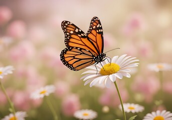 Naklejka premium Monarch's Gentle Landing AI Generated