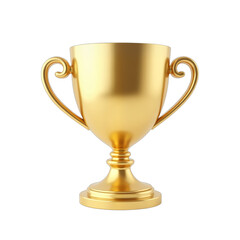 Golden trophy cup, shimmering and elegant, isolated on transparent background. Ideal for awards, achievements, and celebratory designs. Recognition, success, victory themes.