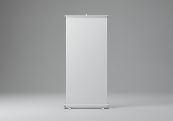 Blank White Roll Up Banner Stand Isolated on Background for Mockup