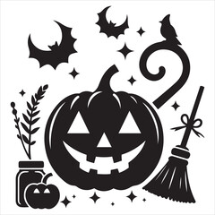 Halloween Jack-o’-Lantern silhouette, minimalist vector