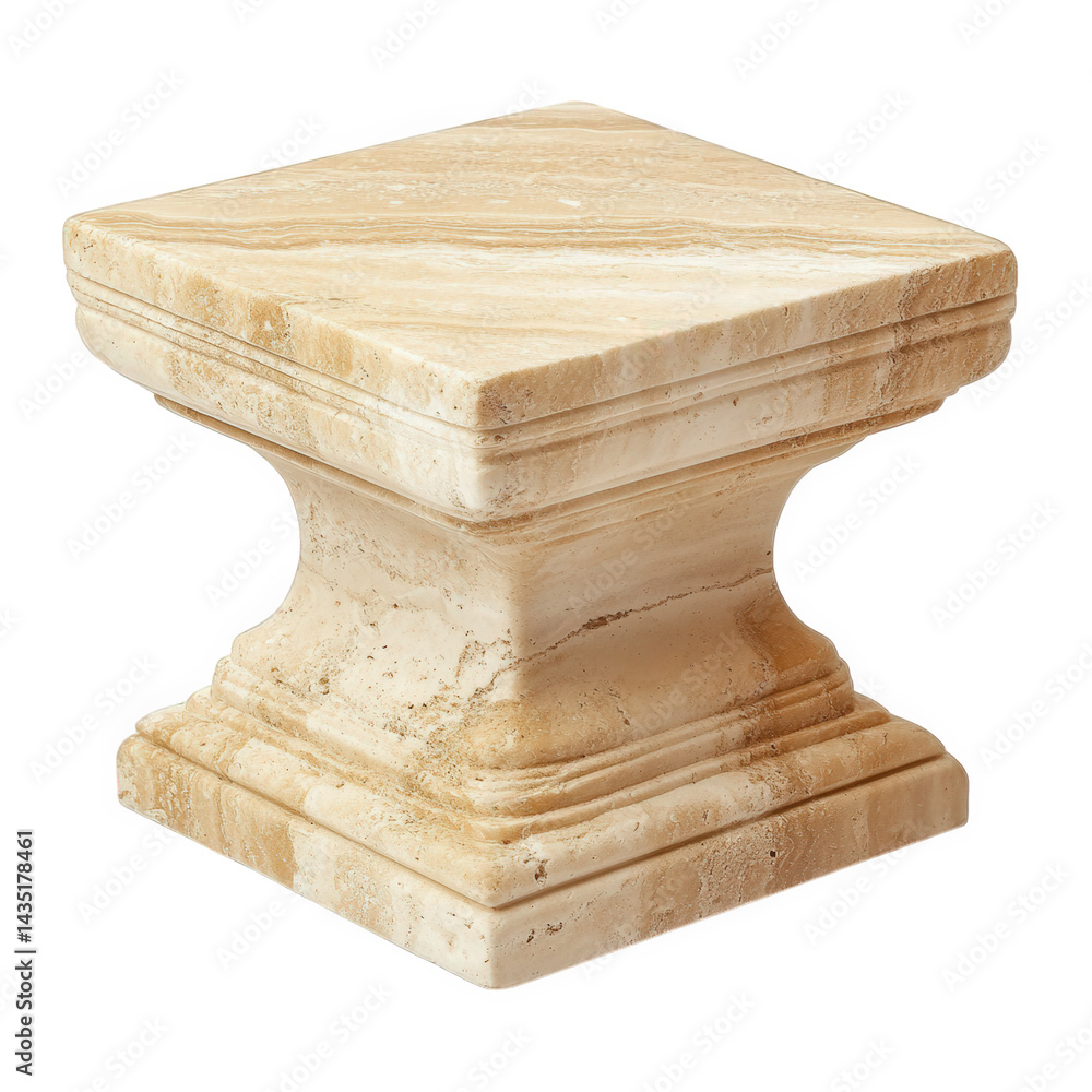 Poster square. light-colored stone pedestal with a smooth surface and slightly flared base. designed for de