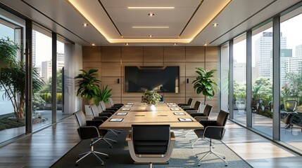 Modern Conference Room With City Views