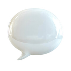 White plastic speech bubble on a Transparent background, ideal for communication and design projects, Plastic 3d speech bubble.  PNG background