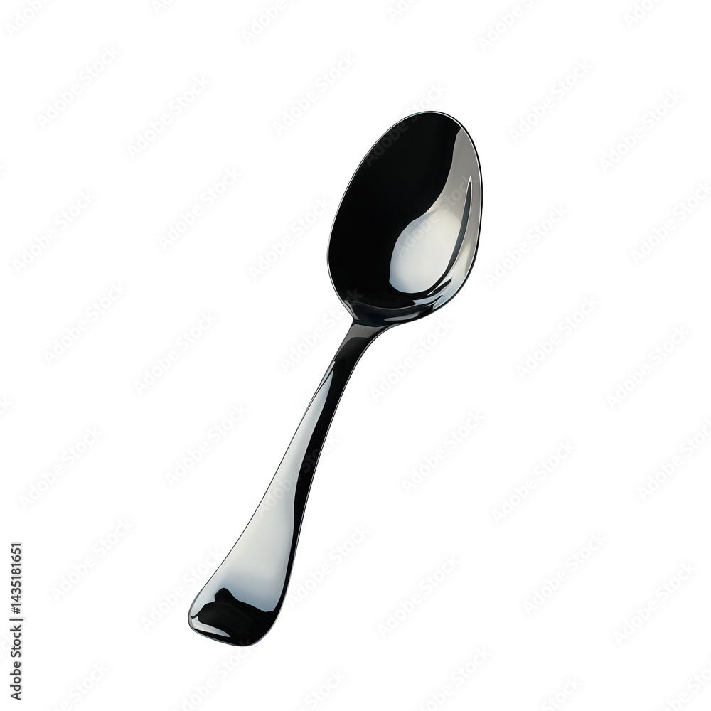 Poster a sleek. shiny black spoon resting on a plain white surface its smooth curves and polished finish su