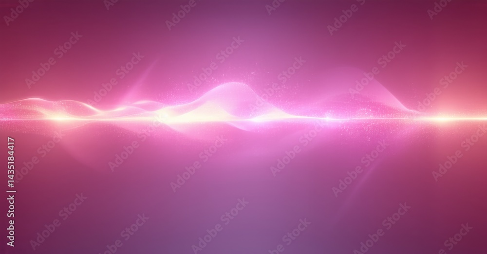Poster abstract pink energy waves radiate from central bright line. soft glow, blurred edges create dreamy 