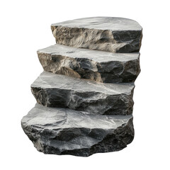 a set of four stacked rock-like steps. designed with a natural. rugged appearance these steps could serve as decorative elements in landscaping or as functional steps in a garden or outdoor space. ble