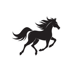 Galloping Horse Silhouette On White