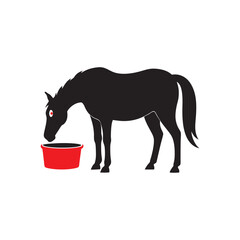 Horse Drinking Water Silhouette Vector