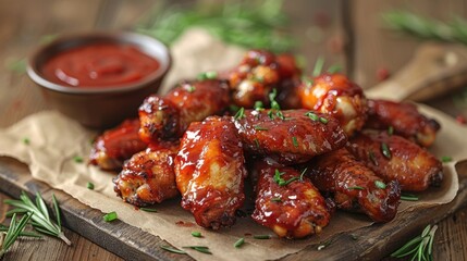 Popular Food,BBQ chicken wings with sauce dip