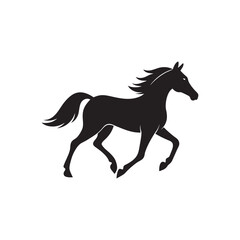 Trotting Horse Silhouette Vector Art