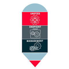 UEM - Unified Endpoint Management acronym. business concept background. vector illustration concept with keywords and icons. lettering illustration with icons for web banner, flyer, landing