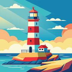 Lighthouse on rock stones