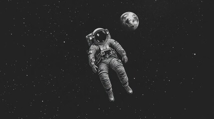 Astronaut adrift in space, near Earth