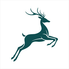 Obraz premium Graceful deer silhouette running forest animal leaping artistic figure.