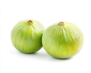 Obraz premium Two Ripe Green Figs on White Background