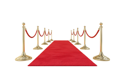 Red Carpet Entrance with Gold Stanchions, PNG