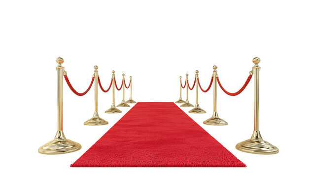 Red Carpet Entrance with Gold Stanchions, PNG