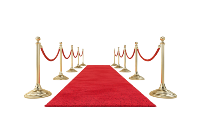Red Carpet Entrance with Gold Stanchions, PNG