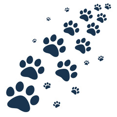 Flat design paw prints background
