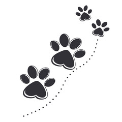 Flat design paw prints background
